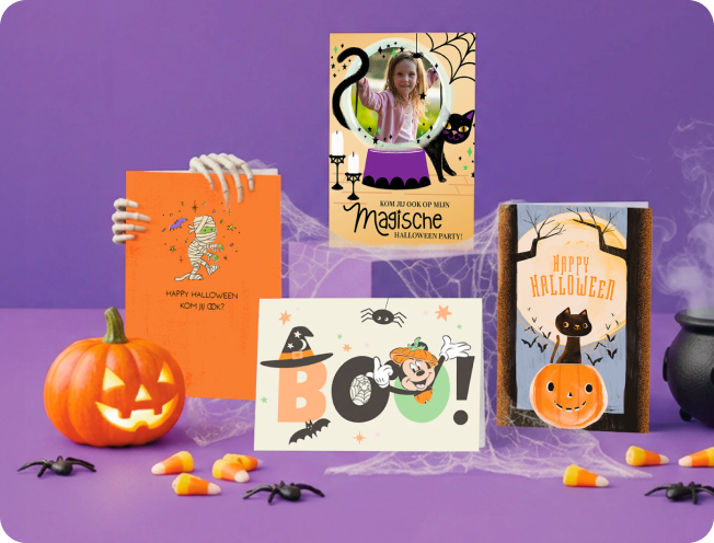 Vier verschillende Halloween kaarten