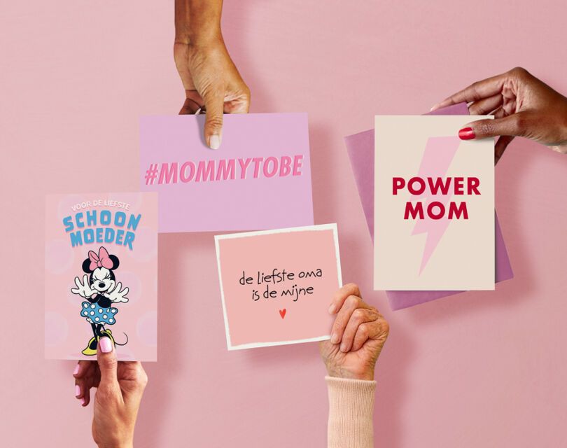 Vier verschillende Moederdagkaarten