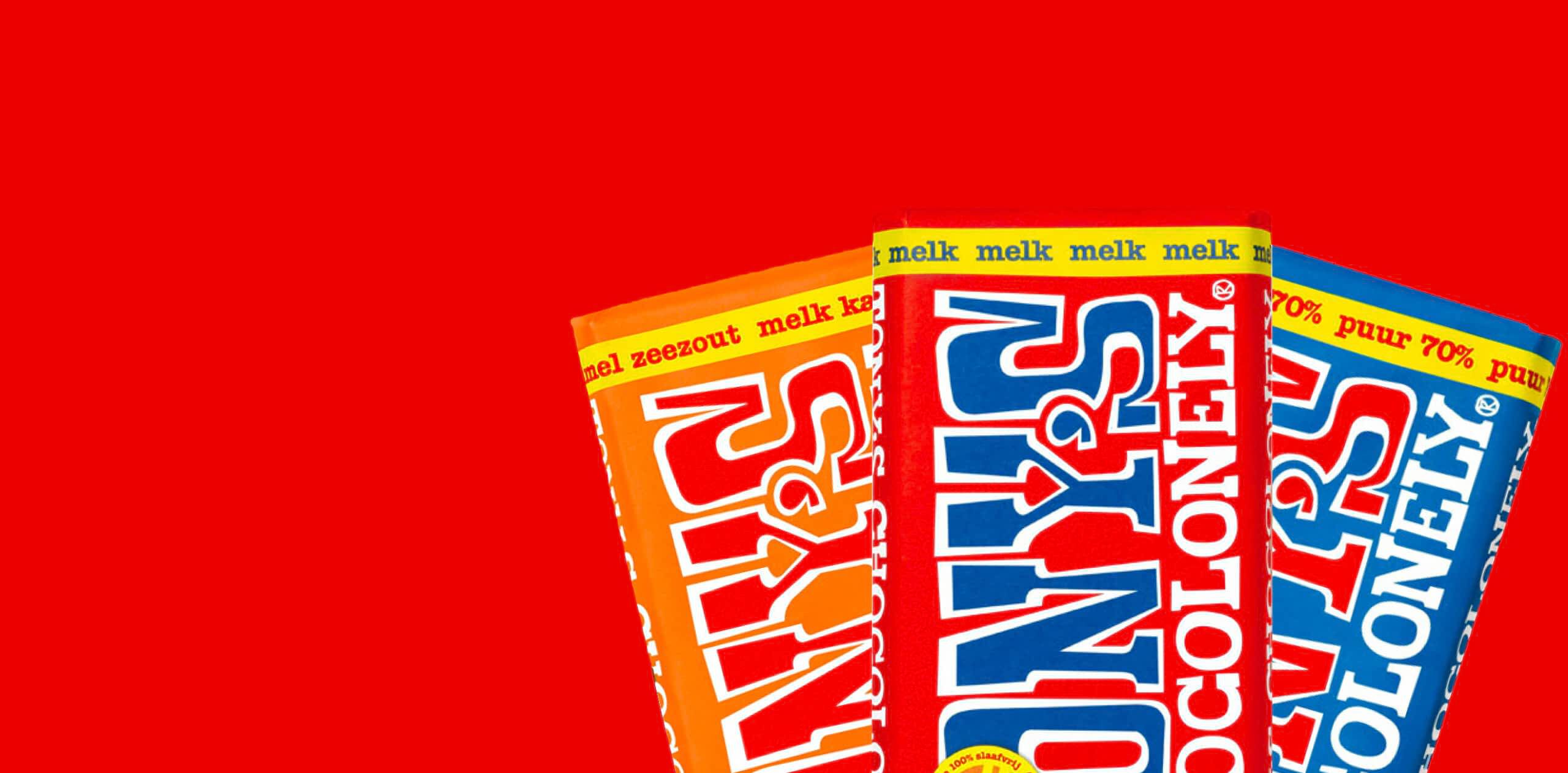 <h1>Tony's Chocolonely</h1><p>Tony's Chocolonely is niet alleen onweerstaanbaar lekker, maar maakt ook een einde aan de uitbuiting in de cacao-industrie. Deel je deze chocolade met de mensen om je heen? Dan deel je ook de missie van Tony's Chocolonely.</p>