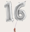 Cijferballon 16 Jaar Zilver XL