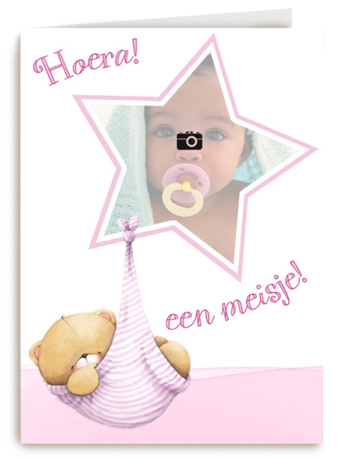 fotokaart forever friends hoera een meisje ster
