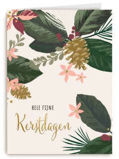 Kerstkaart fijne feestdagen kerstbloemen
