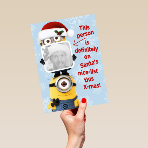 minion kerstkaart santa nice list this xmas