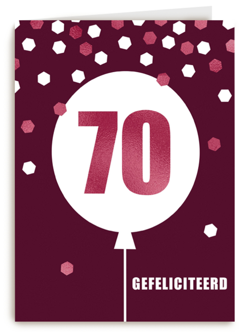 Verjaardagskaart leeftijden vrouw 70 ballon