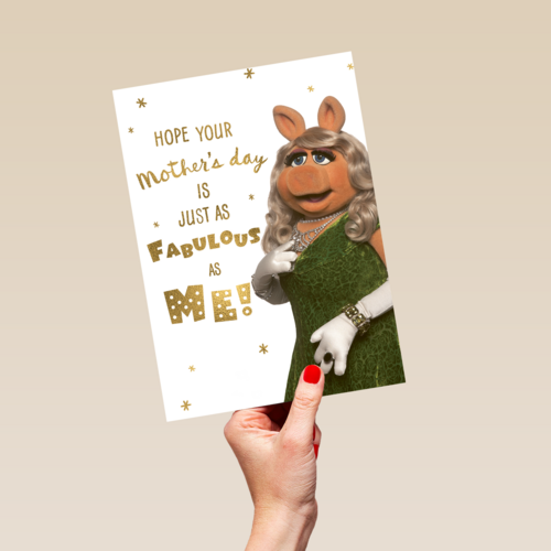moederdag kaart miss piggy fabulous as me