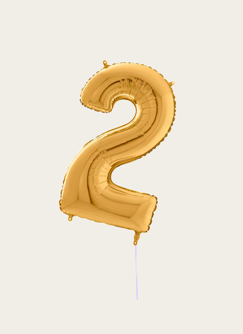 Hallmark Cijferballon 2 Jaar Goud XL |  Cadeau Ballonnen |
