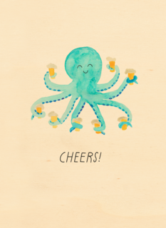 Verjaardagskaart met octopus