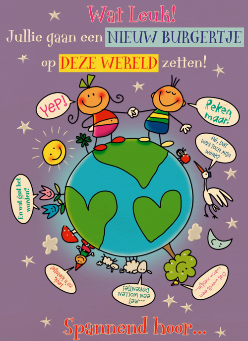 Houten Kaart Zwangerschap Felicitatie | Houten Kaart Hallmark | Zwangerschap Felicitatie | Nieuw Burgertje