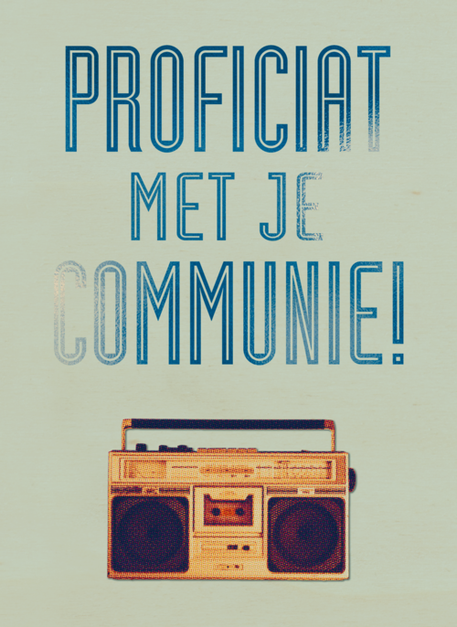 Houten Kaart Communie | Houten Kaart Hallmark | Communie | Proficiat Met Je Communie Boombox