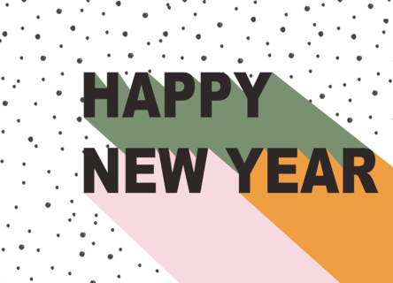 Ansichtkaart happy new year stippen