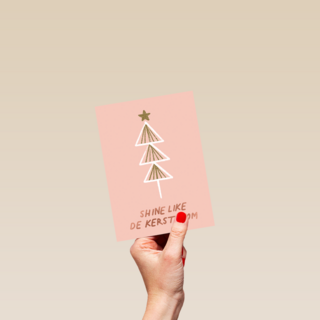 kerstkaart hip shine like de kerstboom