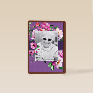 fotokaart staand paars met bloemen