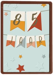 verjaardagskaart voor 85 jaar aan een slinger