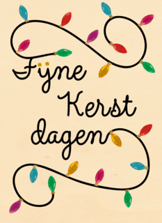kerstkaart klassiek snoer met lampjes fijne kerstdagen