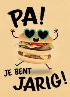 verjaardagskaart met hamburger voor pa