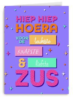 hippe verjaardagskaart voor een zus