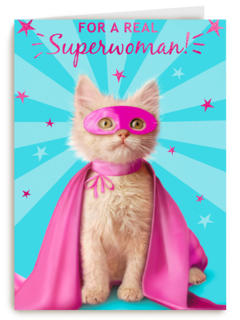 moederdag kaart grappig for a real superwoman kat