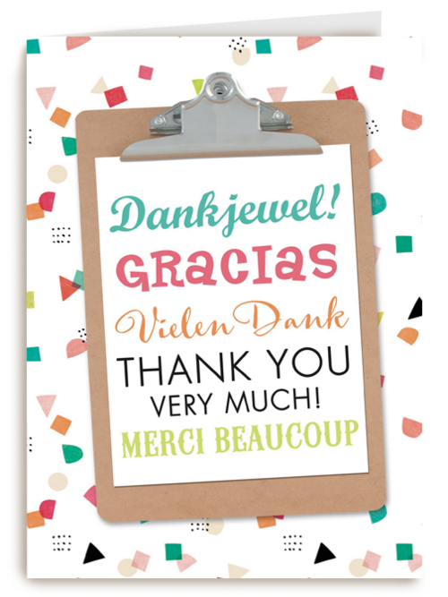 bedankt gracias thank you merci beaucoup kaart