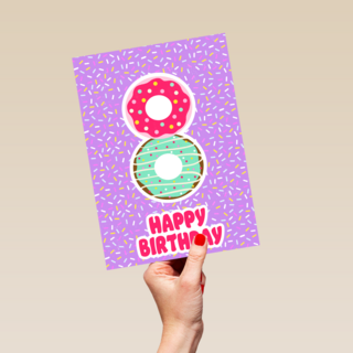Verjaardagskaart 8 jaar confetti