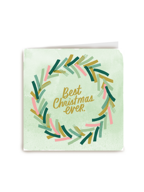 Kerstkaart kerstkrans best Christmas ever