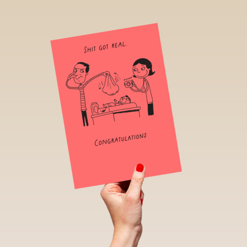 Geboortefelicitatie shit got real