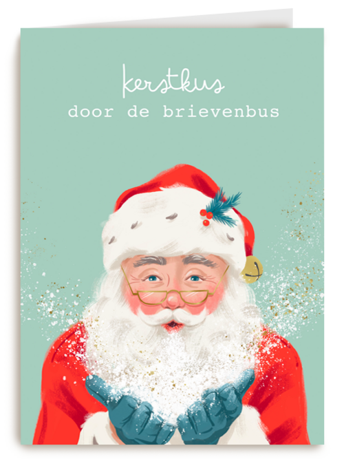 Kerstkaart kerstman kerstkus