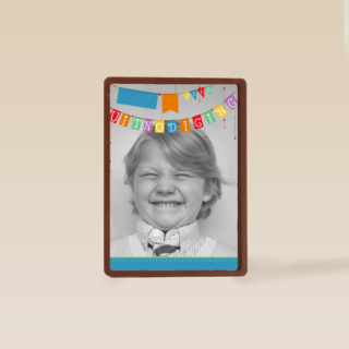 fotokaart uitnodiging gekleurde vlaggetjes