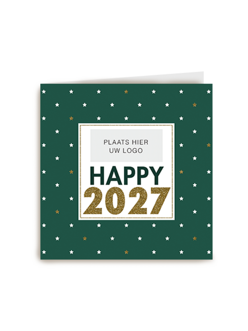 Kaart Hallmark | Nieuwjaar | Happy 2027 Fotokaart Groen Met Witte Stippen