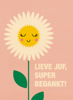 Bedanktkaart juf Lieve juf super bedankt bloem