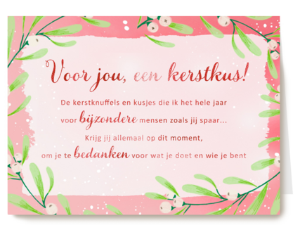 Kerstkaart speciale momenten Voor jou een kerstkus