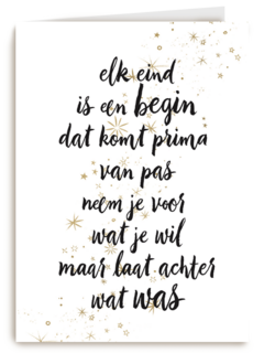 kerstkaart elk eind is een begin