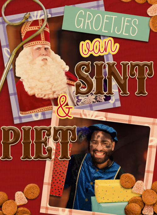 Houten kaart Sinterklaas | Hallmark |  Houten kaart Hallmark | Sinterklaas | Sinterklaas kaart groetjes van Sint en piet