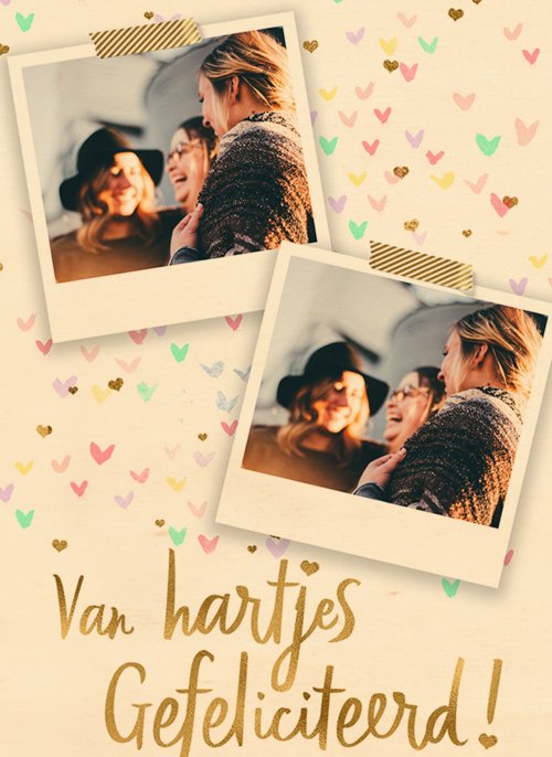 verjaardag kaart foto van hartjes gefeliciteerd