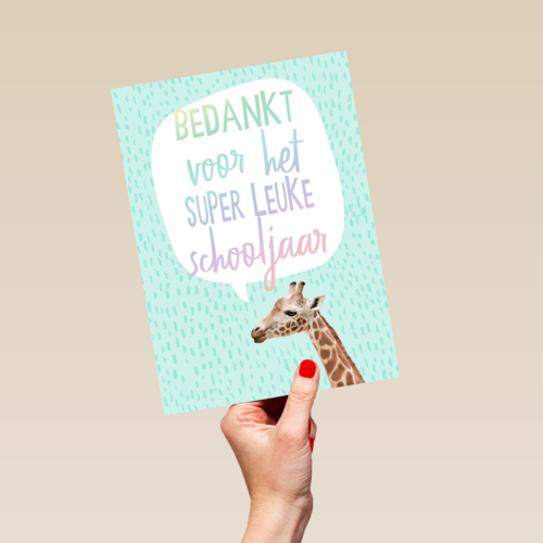 Bedanktkaart juf meester voor het super leuke schooljaar