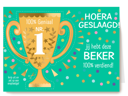 geslaagd kaart  uitknipbeker