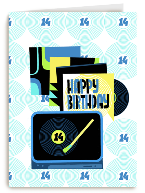 Kaart Hallmark | Kaart Met Leeftijden | Happy 14th Birthday With This Vinyl