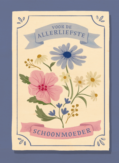Houten Kaart Moederdag | Houten Kaart Hallmark | Moederdag | Allerliefste Schoonmoeder Bloem