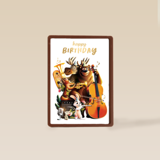 Folio verjaardagskaart dieren orkest