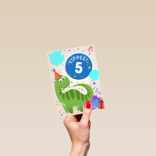 Verjaardagskaart dino yippee leeftijd