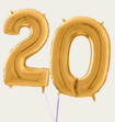 Cijferballon 20 Jaar Goud XL