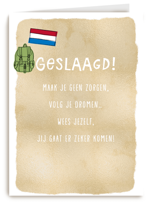 geslaagd kaart volg je dromen nederlandse vlag