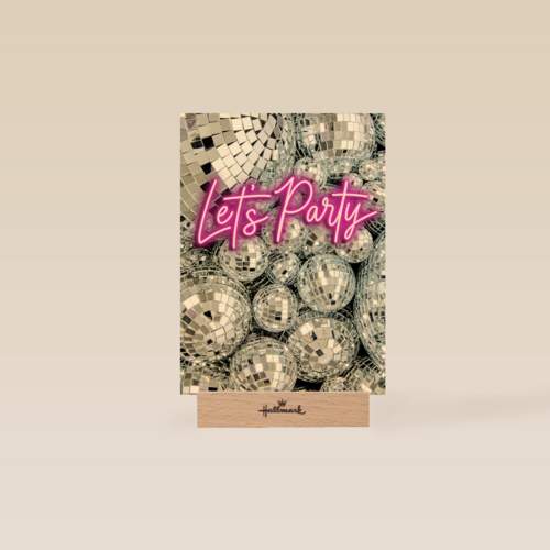 Verjaardagskaart discobollen lets party neon