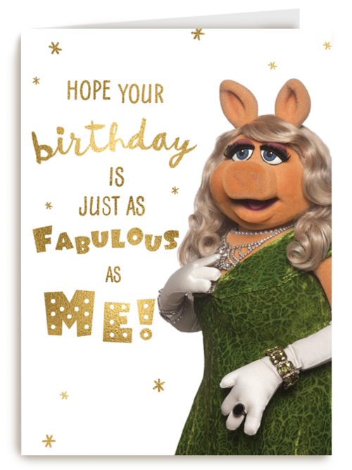 verjaardag kaart muppets miss piggy fabulous