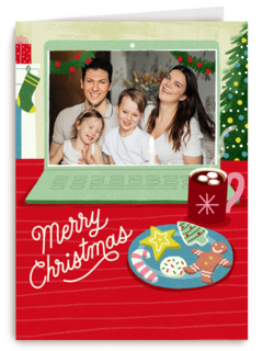 Kerstkaart laptop met foto
