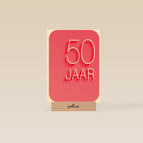 Verjaardagskaart 50 jaar roze rood