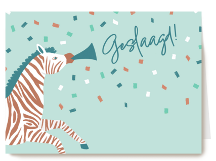 Geslaagd kaart met zebra