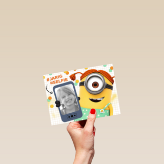 minion kaart meisje hashtag jarig hashtag selfie