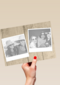 fotokaart liggend hout twee polaroid fotoos