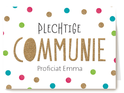 Feestelijke kaart plechtige communie met confetti stipjes