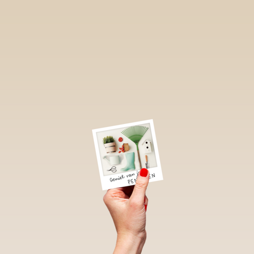 polaroid kaart pensioen in de tuin werken